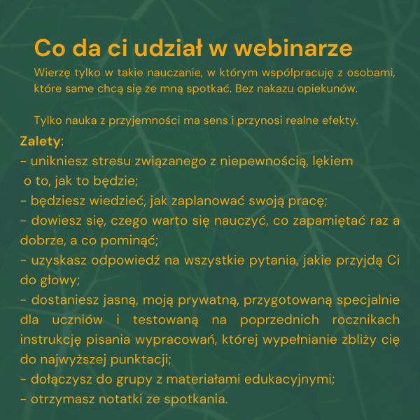 WEBINAR DLA ZDAJĄCYCH EGZAMIN ÓSMOKLASISTY 2022 - Baba od polskiego - obrazek 4