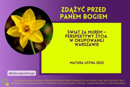 Świat za murem perspektywy życia w okupowanej Warszawie matura ustna 2023 Zdążyć przed Panem Bogiem Hanna Krall Marek Edelman powstanie opracowanie pytania jawne PDF