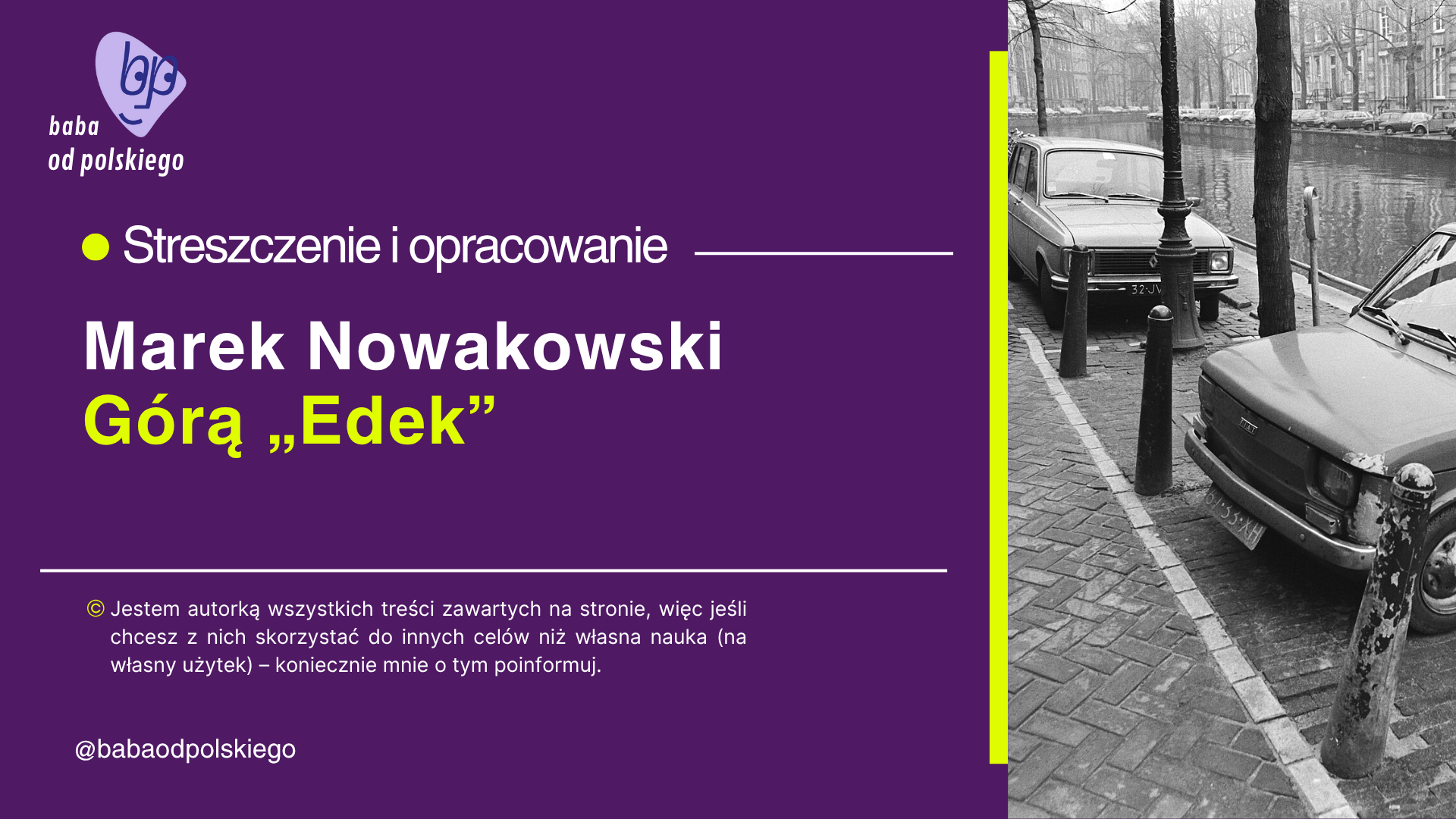 „Górą Edek”, Marek Nowakowski — opracowanie i streszczenie