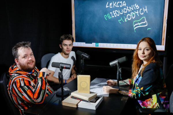 Warszawa, 13.05.2025, Studio S11 O-1, Audycja Matura po godzinach, n.z. Artur Cnotalski, Kacper Nowicki, Aneta Korycinska Baba od polskiego, fot. Piotr Podlewski / Polskie Radio