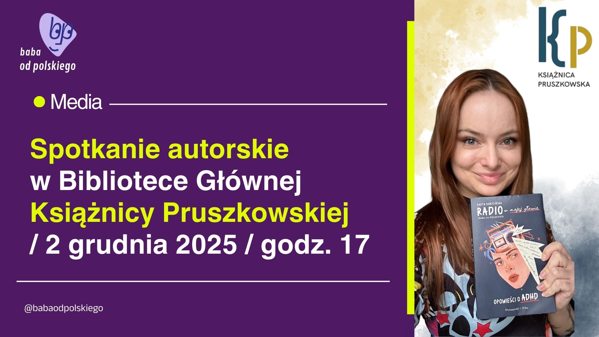 Spotkanie autorskie w Książnicy Pruszkowskiej / 2 grudnia 2025 o godz. 17