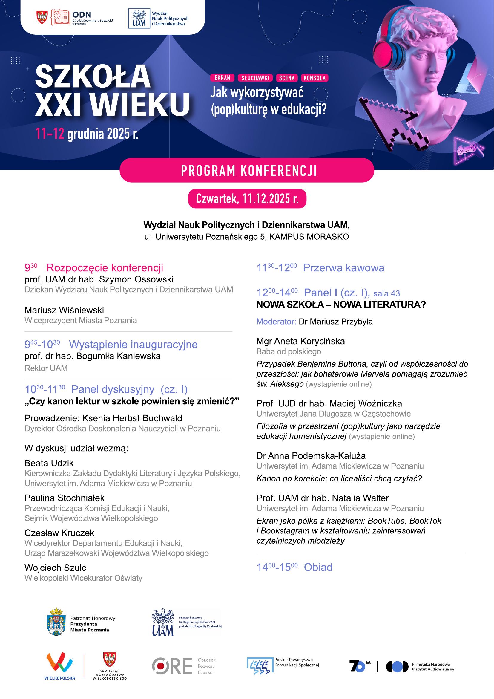 Wystąpię na konferencji SZKOŁA XXI WIEKU: Jak wykorzystywać (pop)kulturę w edukacji? / 11-12 grudnia 2025