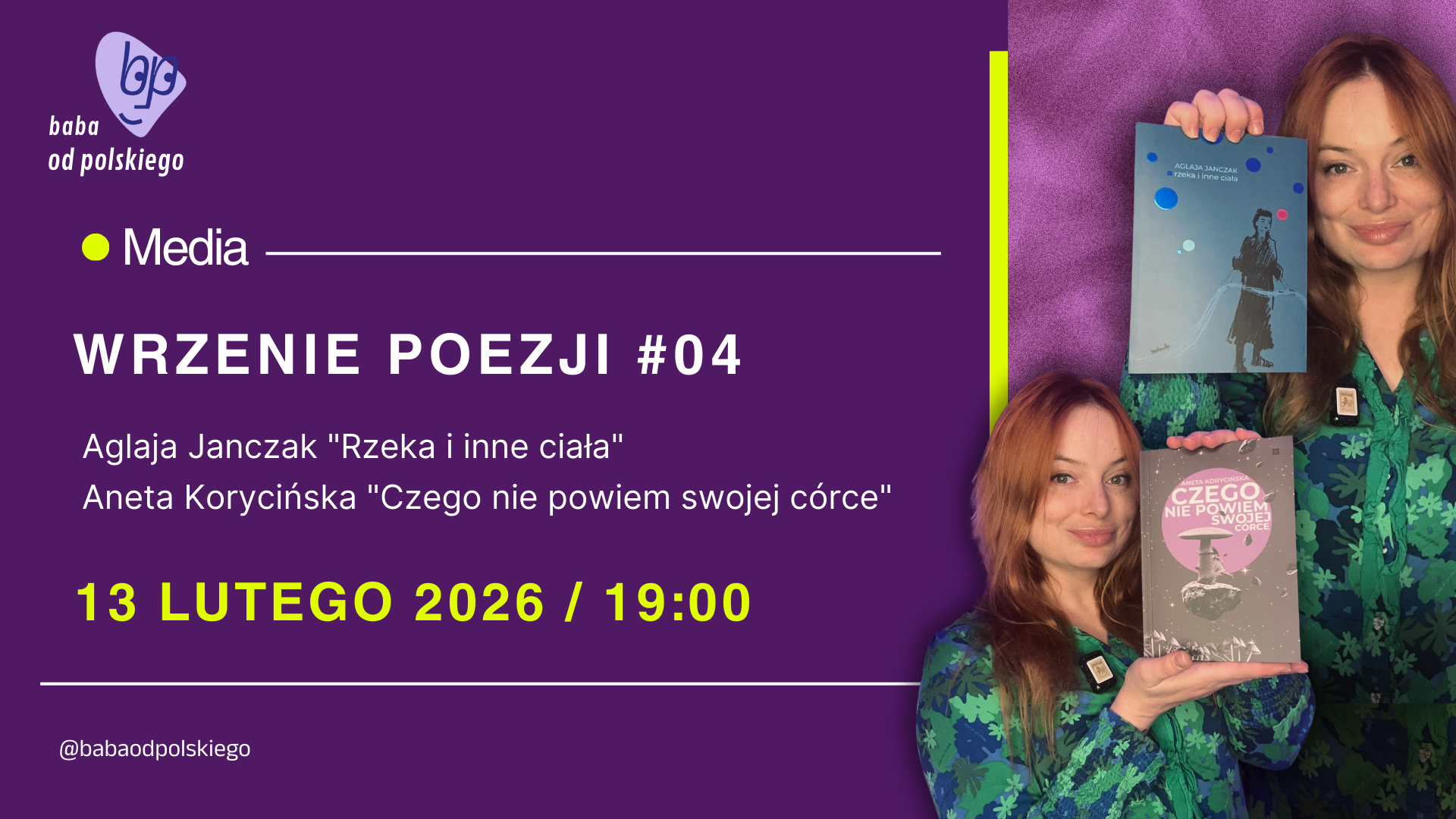 Wspólne spotkanie autorskie z Aglają Janczak / 13 lutego 2026 o 19:00 / Warszawa