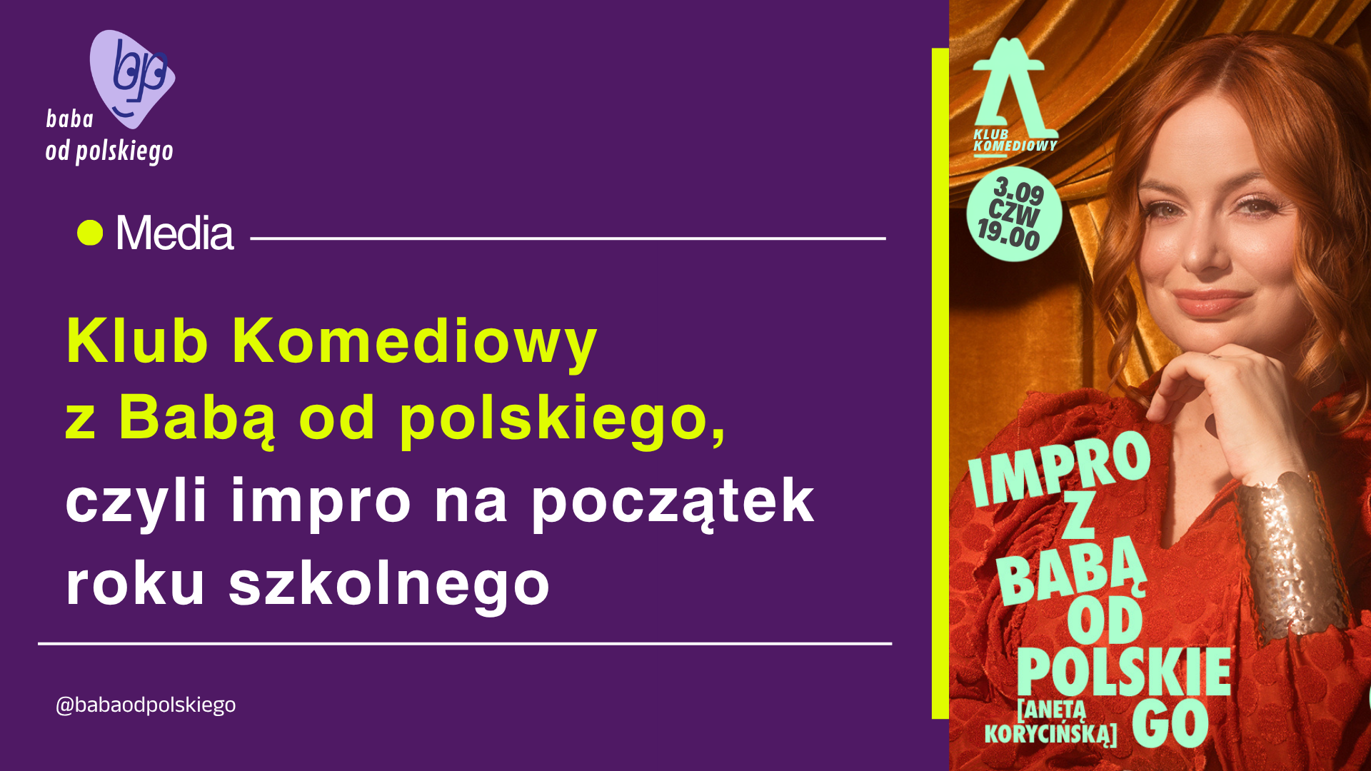 Klub Komediowy z Babą od polskiego, czyli impro na początek roku szkolnego